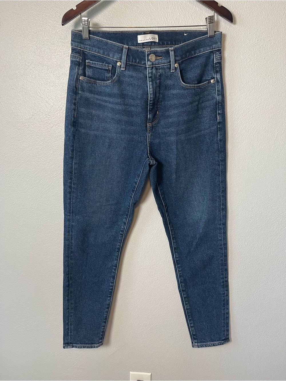LOFT Made & Loved Collection High-Rise Fit Medium/Dark Blue Cropped Skinny Jeans